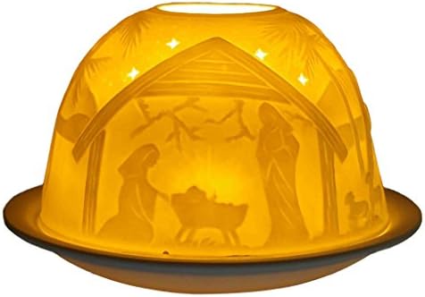 Him Nativity Scene Porcelain Tea Light Holder,White,13x13x10 cm