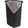 Mind Reader 60L Rolling Laundry Hamper - Wicker Style Basket With Wheels, Ivory
