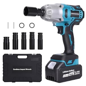 Inchhold Cordless Impact Wrench 1/2 Inch, Impact Gun Torque 480 Ft-lbs(650N.m) 3300RPM with Brushless Motor, Power Cordless Impact Wrenches with 21V Battery, 5 Sockets