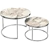Set di 2 Tavolino Salotto Metallo Tavolini da Soggiorno Aspetto Marmo