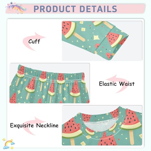ALAZA Watermelon Cartoon Stylish Pajamas Long Sleeve Sleepwear 2-Piece Pajama Set4