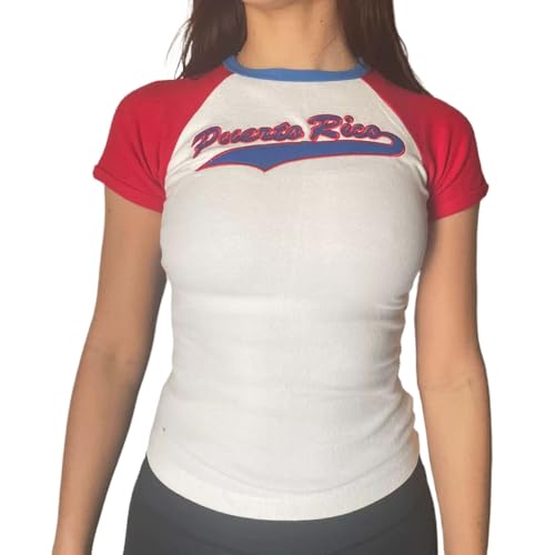 Puerto Rico Shirt Women Puerto Rican Jersey Y2k Crop Tops Boricua Vintage Graphic Baby Tee 90s 2000s Streetwear