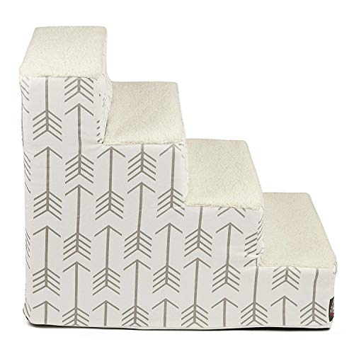Majestic Pet Portable Pet Stairs | Soft Sherpa Steps Foam Feeling | Steps for Dogs & Cats | Dog & Cat Ramp | Indoor Only | Max Weight: up to 250 Lbs, 4 Step (Heavy-Duty), Arrow White/Neutral Tan by Majestic Pet - Image 3