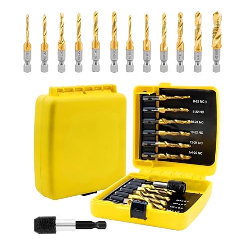 Set di 13 punte per trapano, set di maschi filettati da 6 mm, HSS M3-M10, set di maschi per metallo, mattoni, vetro, plastica, legno