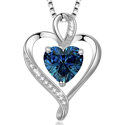 Lavumo Heart Necklaces For Women 925 Sterling Silver Pendant Jewelry Necklace Silver Rose Gold Love Birthstone Necklace For Her Girlfriend Wife Valentines Day Birthday Women Jewelry Gifts 18"+2" #TOP8