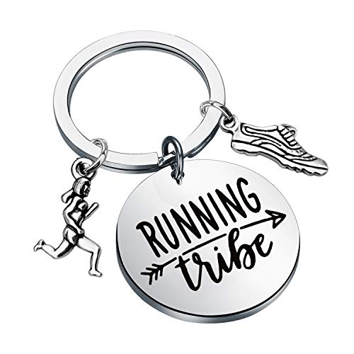 Image of CENWA Cross Country Jewelry Runner Keychain Running Tribe Keychain Group Running Marathon Gift Sole Sister Gift (Running Tribe K)