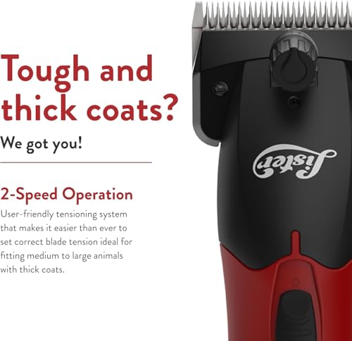 Lister WAHL Fusion Large Animal Clipper Fine Blade for Horses, Cattle, Goats, Alpacas & Livestock (258-40720) - Premium Cattle & Sheep Shears - Perfect for Show Hogs - Complete Shears Kit - Red - Thumbnail 3
