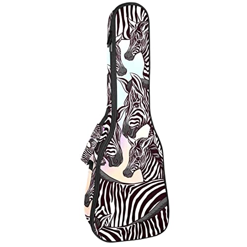 Sac rembourré pour ukulélé au motif zèbre rose avec protection de 10 mm