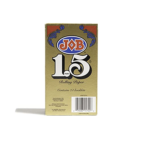 Job Gold 1-1/2 Size Rolling Papers Set, 24 Booklets (24 Rolling Papers Per Booklet) 100% Natural Wood Fibers, Natural Acacia Gum, Unbleached - Ultra-Thin And Slow-Burning #TOP1