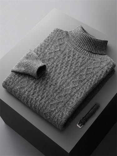 Men’S Merino Wool Sweater Turtleneck Pullover Business Casual Textured Knit Thick Warm Long Sleeve Jumper3