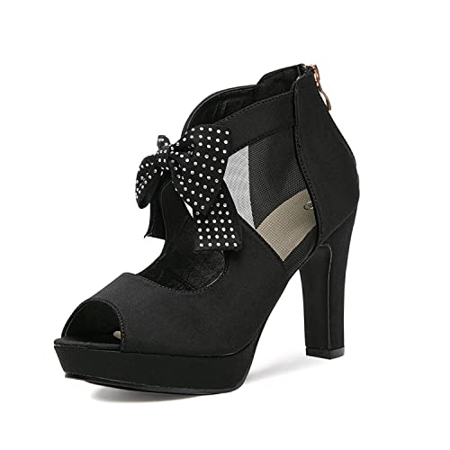 Image of GATUXUS Open Toe Women Platform High Heel Shoes Bows Strappy Sandals