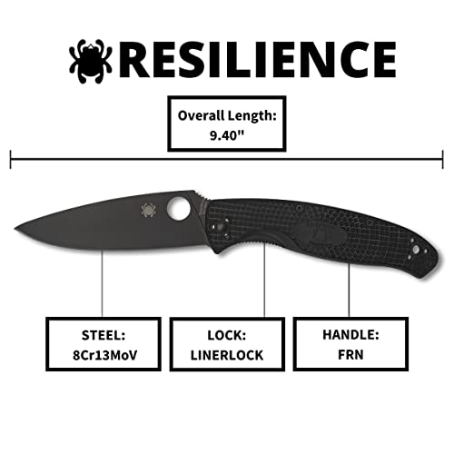 Spyderco Resilience Lightweight Knife with Black Stainless Steel Blade and Durable Black FRN Handle - PlainEdge - C142PBBK - Image 5