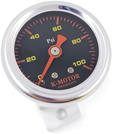 K-Motor Pressure Gauge for Fuel and Oil - 1/8 NPT - 100 Psi - Black