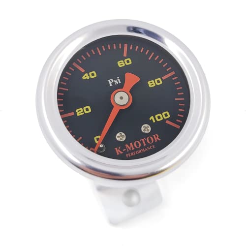 K-Motor Pressure Gauge For Fuel And Oil - 1/8 Npt - 100 Psi - Black #TOP6