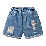 4-5 Years Kids Roll Up Ripped Jean Shorts with Pockets Trendy Fashion Elastic Waist Denim Shorty Casual Summer Boys Clothes Jorts Blue
