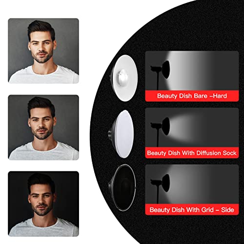 Soonpho 12inch/30cm Standard Reflector Beauty Dish with Honeycomb Grid, Diffuser Sock and Bag,for Bowens Mount Studio Strobe Flash Light Like Neewer VC-400HS VE-300 Godox AD200 AD180 AD360 (White) - Thumbnail 2