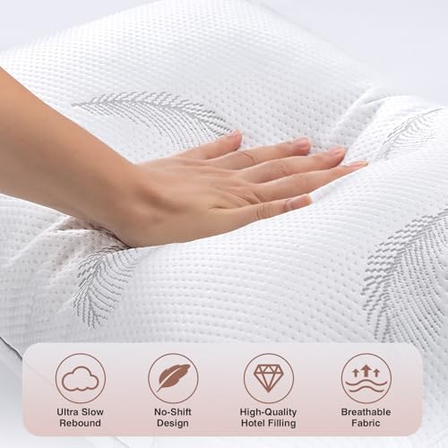 zibroges Goose Feather Pillows Bed Pillow - Hotel Down Pillows Queen Size Set of 2, Fluffy Support Surround Fill Polyester for Back, Stomach, Side Sleepers, Breathable & Soft Bed Pillow for Sleeping by zibroges - Image 3