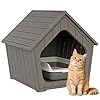GULAIMOAO Cat Litter Box Enclosure, Hidden Covered Litter Box Furniture with Air Holes, Resin Outdoor Cat House Weatherproof, Wide Opening Design for Easy Cleaning, Grey
