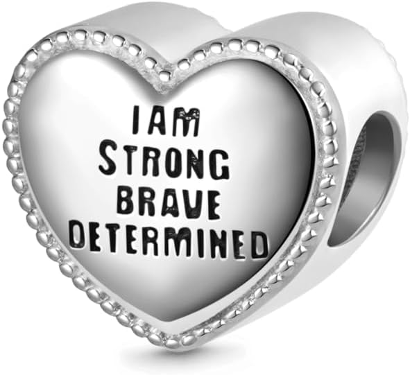 GNOCE Breast Cancer Awareness Pink Ribbon Heart Charm Sterling Silver Bead Charm Fit Bracelet/Necklace for Women Wife/Jewelry Gift (Pink Ribbon Breast Cancer Awareness)