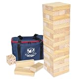 JacJoe All Pro Jumbo Holz Trommelturm Spiel mit Würfel und Tragetasche, Klassische Stapelspiele, 54 Teile, Bausteine für Drinnen und Draußen (Stapel 60cm bis 150cm)