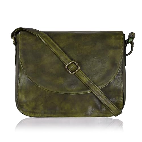 Image of Genuine Leather Shoulder Crossbody Purse For Women with Adjustable Strap, Mobile Pocket & Outside & Inside Zipper