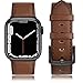 SWEES Leather Band Compatible Apple Watch 42mm 44mm, Genuine Leather Retro Vintage Wristband Compatible iWatch Apple Watch Series 4, Series 3, Series 2, Series 1, Sports & Edition Men, Orange
