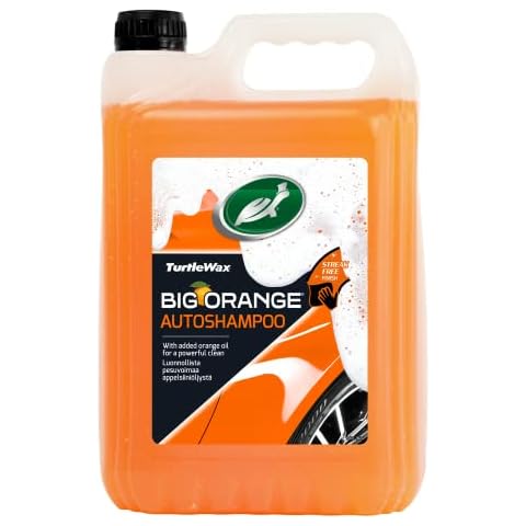 Turtle Wax Big Orange Car Shampoo & Wash 5L - Fast Rinse Formula That Removes Dirt & Road Grime Which Leaves your Car with A Glossy Showroom Shine & A Streak Free Finish Cover