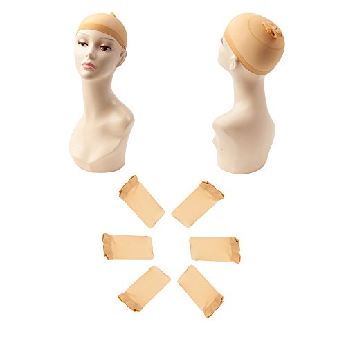VAGA Set Kit of 12pcs Stretchable Breathable Elastic Stocking Wigs Caps In Light Brown Color