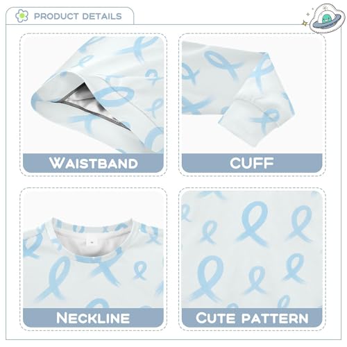 JUNZAN Blue Prostate Awareness Ribbon Kids Girls Sweatshirt Hoodie Fleece Kids Pullover Hoodie Camping 4T3