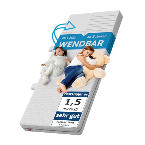Bellabino Twist Kindermatratze 90x200 cm – Matratze Kinderbett Härtegrad H1/H2 – Hochwertige 7 Zonen Kaltschaummatratze – Jugendmatratze 15 cm...