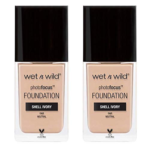 Wet N Wild Photo Focus Foundation, 1 fl oz / 30 mL (2 Pack, Shell Ivory)