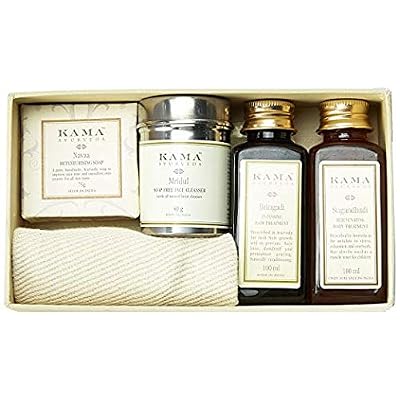 KAMA AYURVEDA Wellness Gift Box - Unisex Whole Body Wellness Set - Natural, Rejuvenating, Saffron, Honey - Hair, Face, Body Care