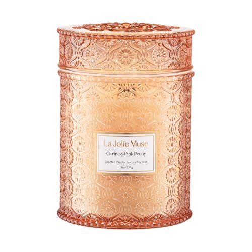 LA JOLIE MUSE Citrine & Pink Peony Scented Candle for