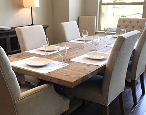 CleverDelights White Linen Hemstitched Placemats - 6 Pack - 14" x 20" - 100% Linen