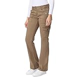 WallFlower Jeans for Women Feisty Curvy Cargo Low Rise Belted Insta Stretch Flare Juniors, (Standard and Plus), Dark Olive, 15