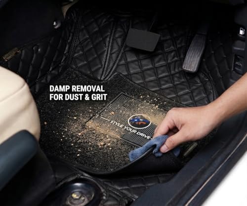 Image of Autofurnish Luxury 7D Car Mat Full Set for Mahindra XUV700 (6 Seater) 2024 || Luxury Leather Dual-Stitch Full Set 7D Car Floor Mat || 100% Waterproof || Color : Black Black