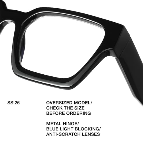 Image of livho Oversized Eyewear Frame for Woman and Men - Rectangle Fashion Glasses for Computer, Chic Preppy Frame