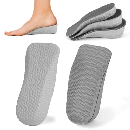 Aomig Plantillas Altura Hombre, 2 Pares Plantillas para Zapatos Aumento de Altura, Alzas para Zapatos Hombre y Mujer para Pies Talones Soporte y Amortiguación de Impactos, Gris 1.5cm