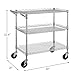 Finnhomy 3 Tier Heavy Duty Commercial Grade Utility Cart, Wire Rolling Cart with Handle Bar, Steel Service Cart with Wheels, Utility Shelf Plant Display Shelf Food Storage Trolley, NSF Listed
