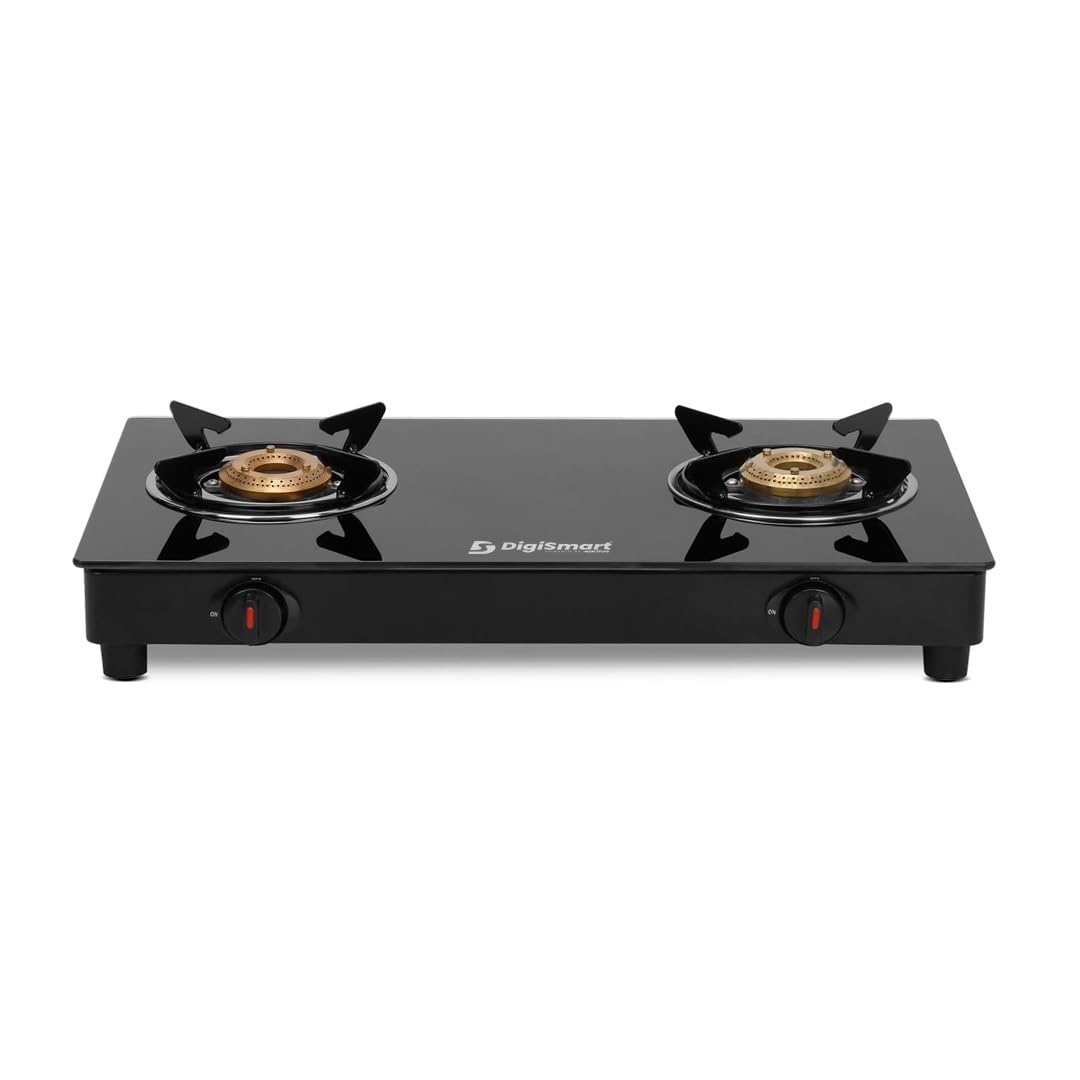 DIGISMART Gas Stove 2 Burners Toughened Glass Top | Spill Tray | Automation Ignition | Ergonomic Knobs | Tri-Pin Brass Burners Ignition Cooktop ISI Certified LPG Gas Stove come with 1 Year warranty (B0D9HL24B7) Amazon Price History, Amazon Price Tracker