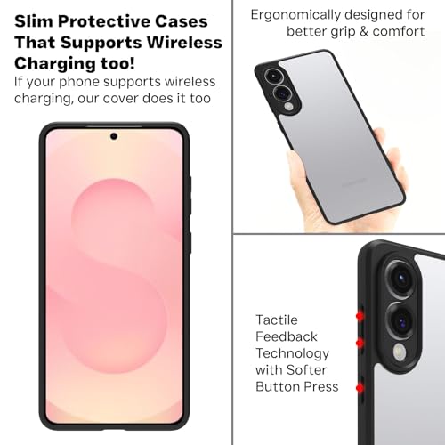 Image of RIGGEAR Shockproof Sleek Hybrid Armor Back Cover Case for Samsung Galaxy S25 Edge (Clear PC with Black TPU Bumper)