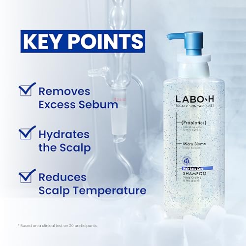 Image of LABO.H No Sebum Shampoo | Korean Scalp Care, Instant Cooling | for Oily Scalp Exfoliator, Soothing | Korean Shampoo for Hair Loss with Rosemary and Caffeine 13.5 Fl. oz.