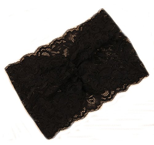 Ewanda Store Women 80S Lace Retro Bohemia Headband Turban Twist Head Wrap Headband Head Scarf Twisted Knotted Soft Hair Band(Black) #TOP1