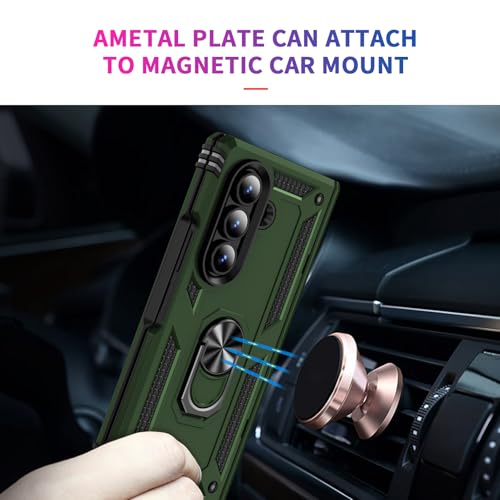 Coque Z Fold 7 Asuwish rigide solide et étui de protection vert militaire - 5