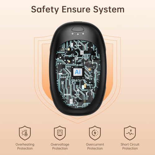 Jonwall Handwärmer Wiederaufladbar 2er-Pack, Elektrische Handwärmer Wiederverwendbar Tragbar USB Taschenwärmer, 3 Stufen Heizung Handwärmers für Camping Golf, Warmes Geschenk für Frauen Männer Schwarz