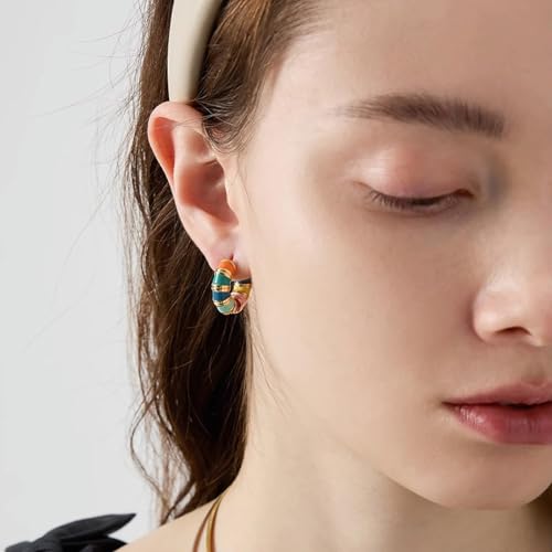 Colorful Rainbow Hoop Earrings for Women - Chunky Gold-Plated Enamel Circle Earrings, Fun and Vibrant Statement Jewelry3