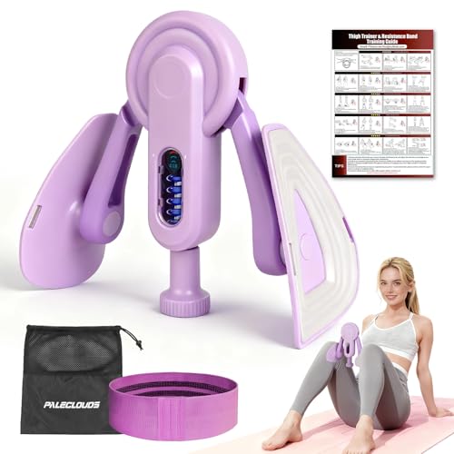 Thigh Trainer Thigh Exerciser for Women, 10-100lb Adjustable Resistance Pelvic Floor Trainer with Leg Band & Poster for Kegel Exercise, Inner Thigh Exerciser for Postpartum Rehabilitation Home Gym