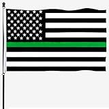 tnpun Thin Green Line Flag 3x5 Embroidered Heavy Duty American Flags with Green Stripe Vivid Color for Law Enforcement Federal Agents Border Patrol, 2 Brass Grommets 4 Rows of Stitches