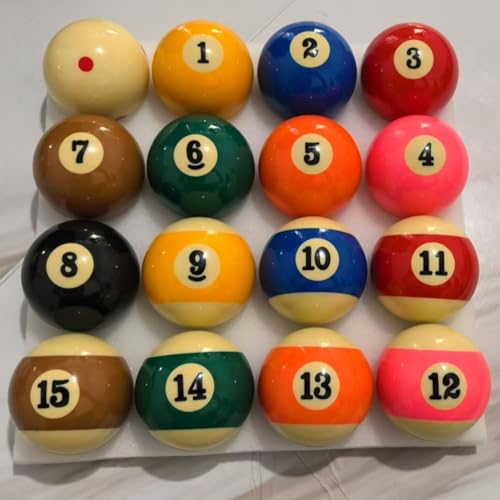 TriUnytion Billardkugeln Set, 16 Stück 57,2 mm Harz Billardkugel Kompletter Satz Billardtisch Zubehör für Wettkampf und Freizeit