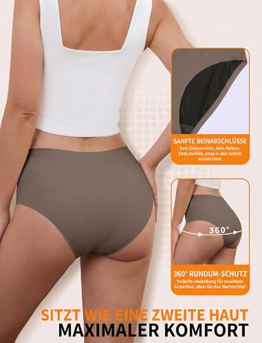 PoseFree Periodenunterwäsche Damen Starke Blutung (40ml) – Nahtlos & Saugstark wie 4 Tampons, Auslaufsicherer Periodenslip für Nacht & Wochenbett, High-Stretch, 3er Pack